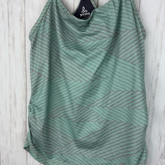 Prana Green Striped Women's Top - Picture 2 of 6